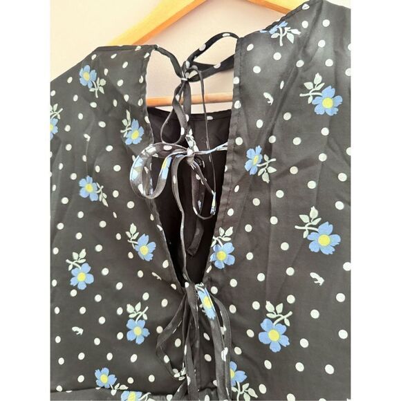 Sandy Liang × Target Women's Floral Print Short Sleeve Tiered Dress Black Sz M - Picture 6 of 7